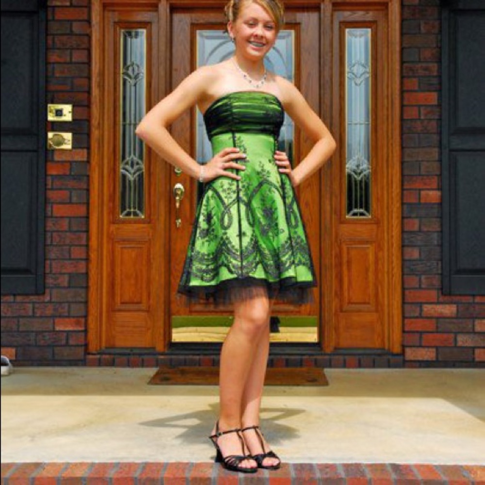 Green & Black Cocktail Dress